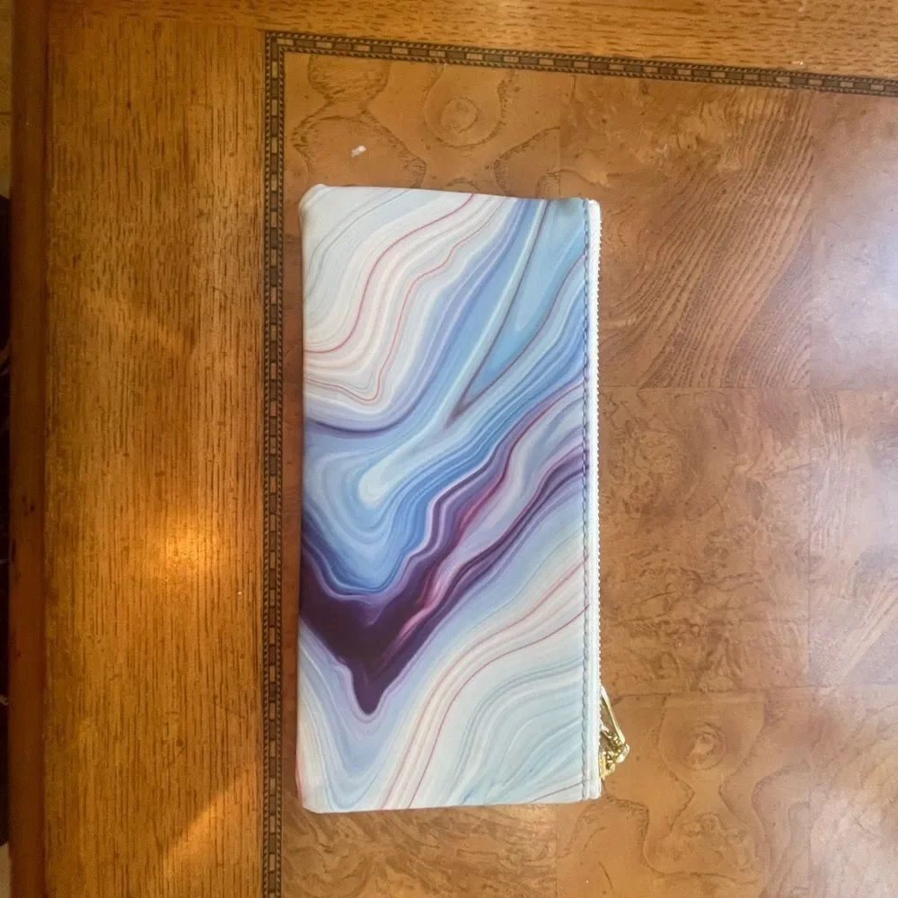 Blue Marble Design Pencil Pouch with Zipper